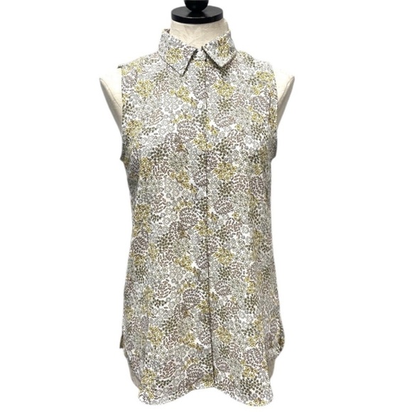 Rachel Zoe Size Small preppy Floral Button-Down Tank Top - Picture 2 of 6
